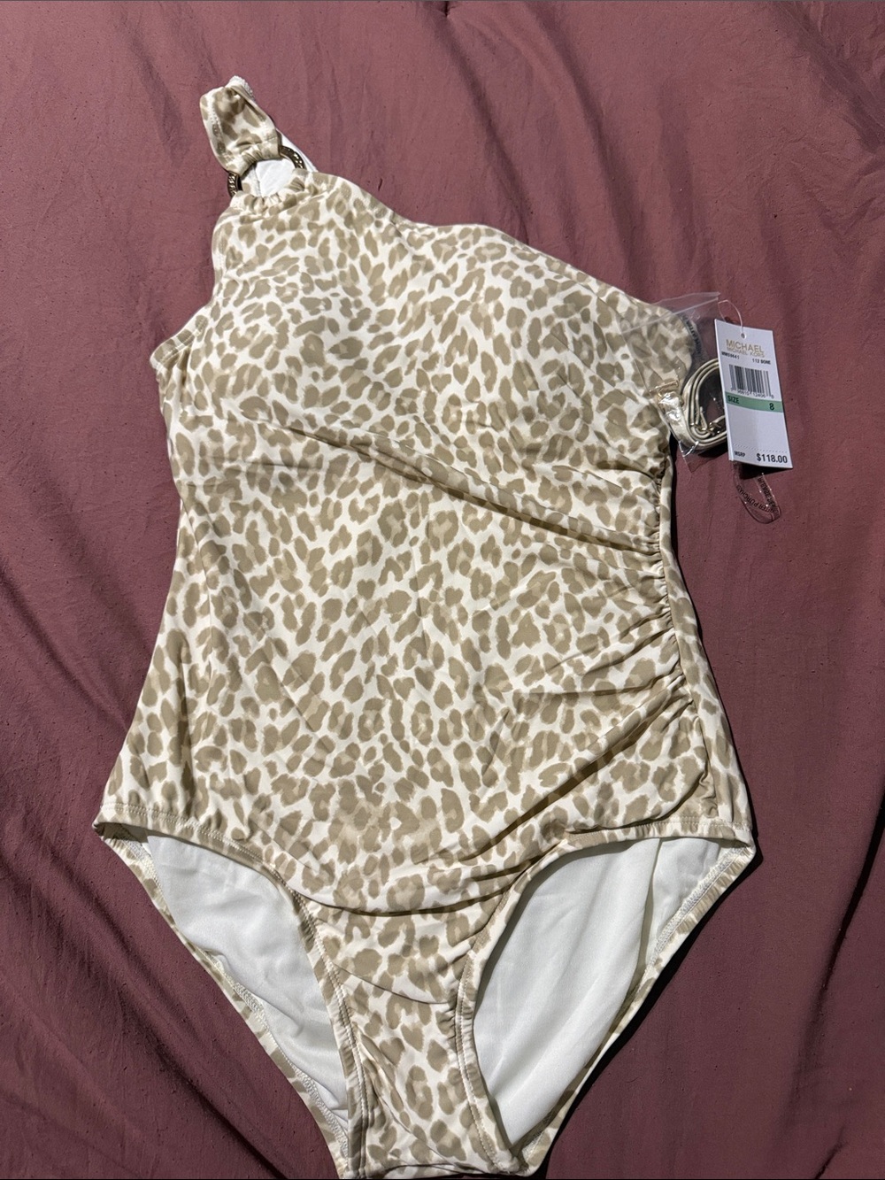 Michael Kors Beige Leopard Print  One-Piece